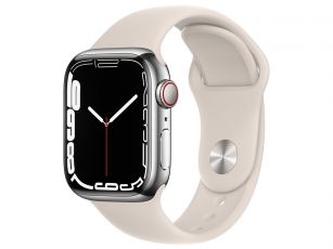 Apple Watch Series 7 GPS+Cellularモデル 41mm MKHW3J/A [シルバーステンレススチールケース/スターライトスポーツバンド]